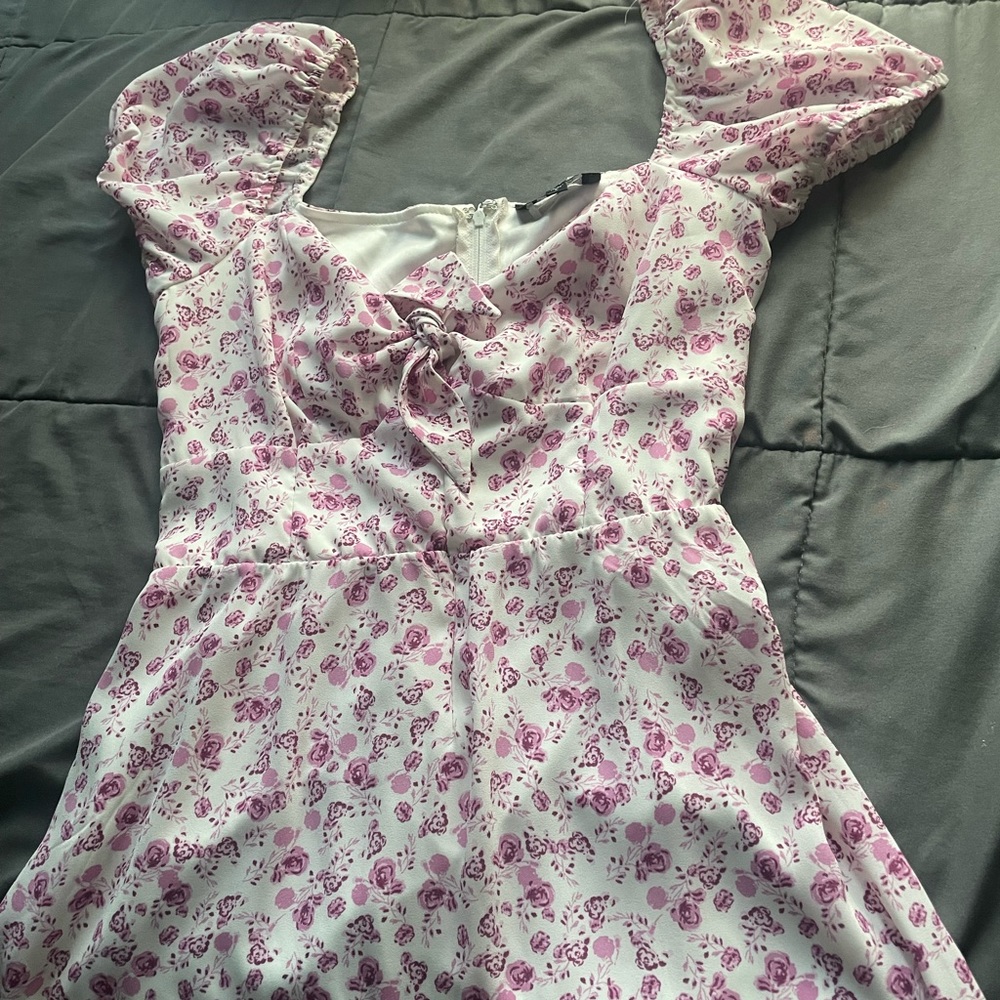 Long floral dress.